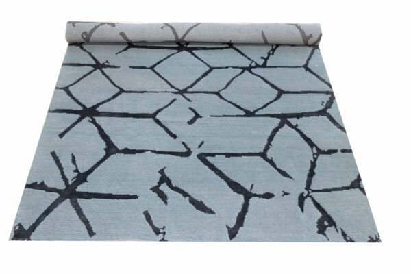 HDR-624 Handcrafted Wool & Bamboo Silk Carpet – Modern Geometric Abstract Design (4x6 ft)